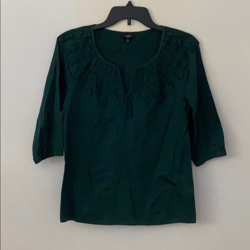 100% cotton blouse - Dark green, 3/4 sleeve